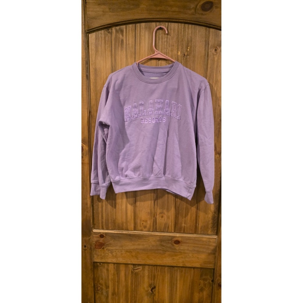 New York Popular Pullover Sweatshirt Womens M Purple Kalahari‎ Resorts Crewneck